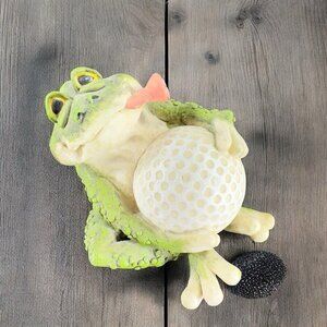 2000 Sealmark Frog Figurine Holding Golf Ball‎ Frog Relaxing Figurine Decor VTG